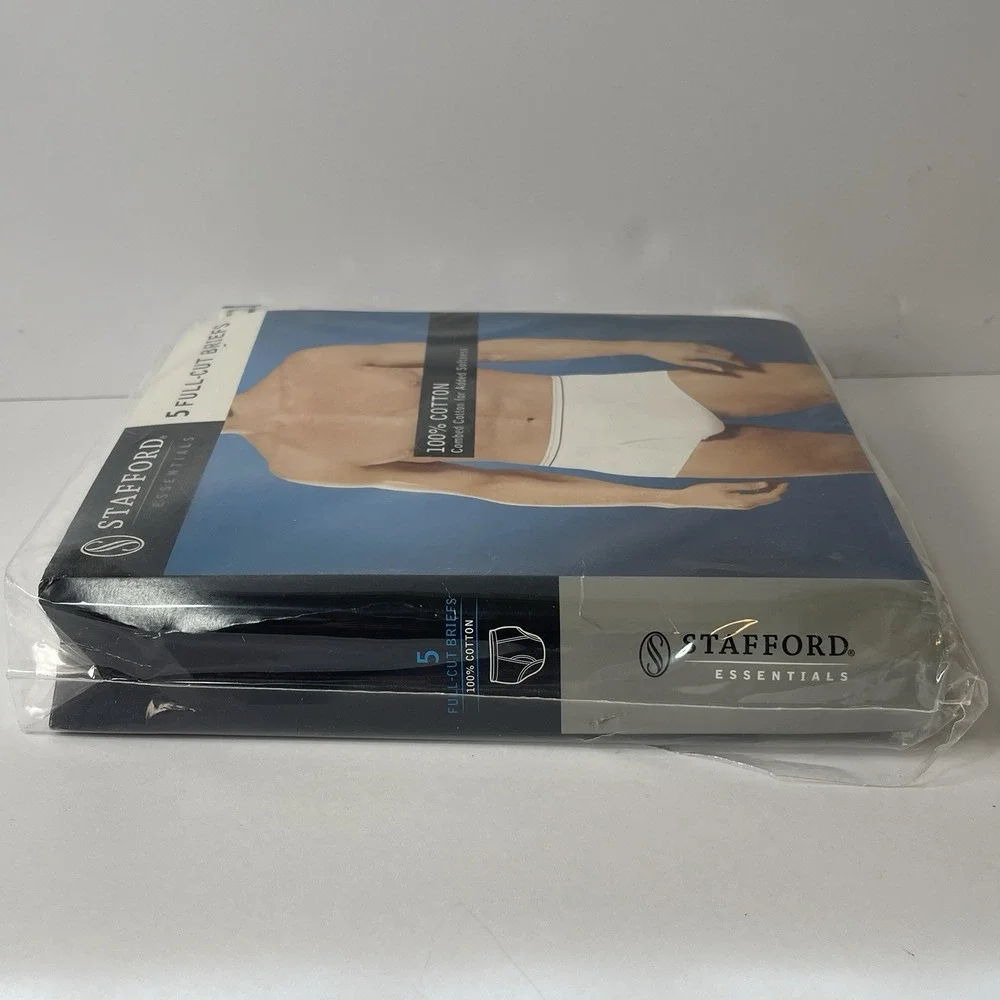 Stafford Men's 5-Pack 100% Cotton Full Cut Briefs Whitey Tighty L 36-38 NOS